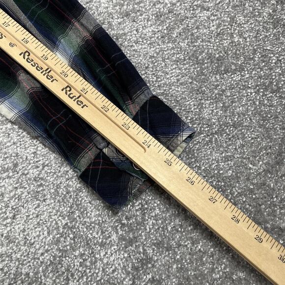 Salt Valley Flannel Shirt Mens Large Rayon Western Plaid Button Up *Distressed* - Picture 16 of 16